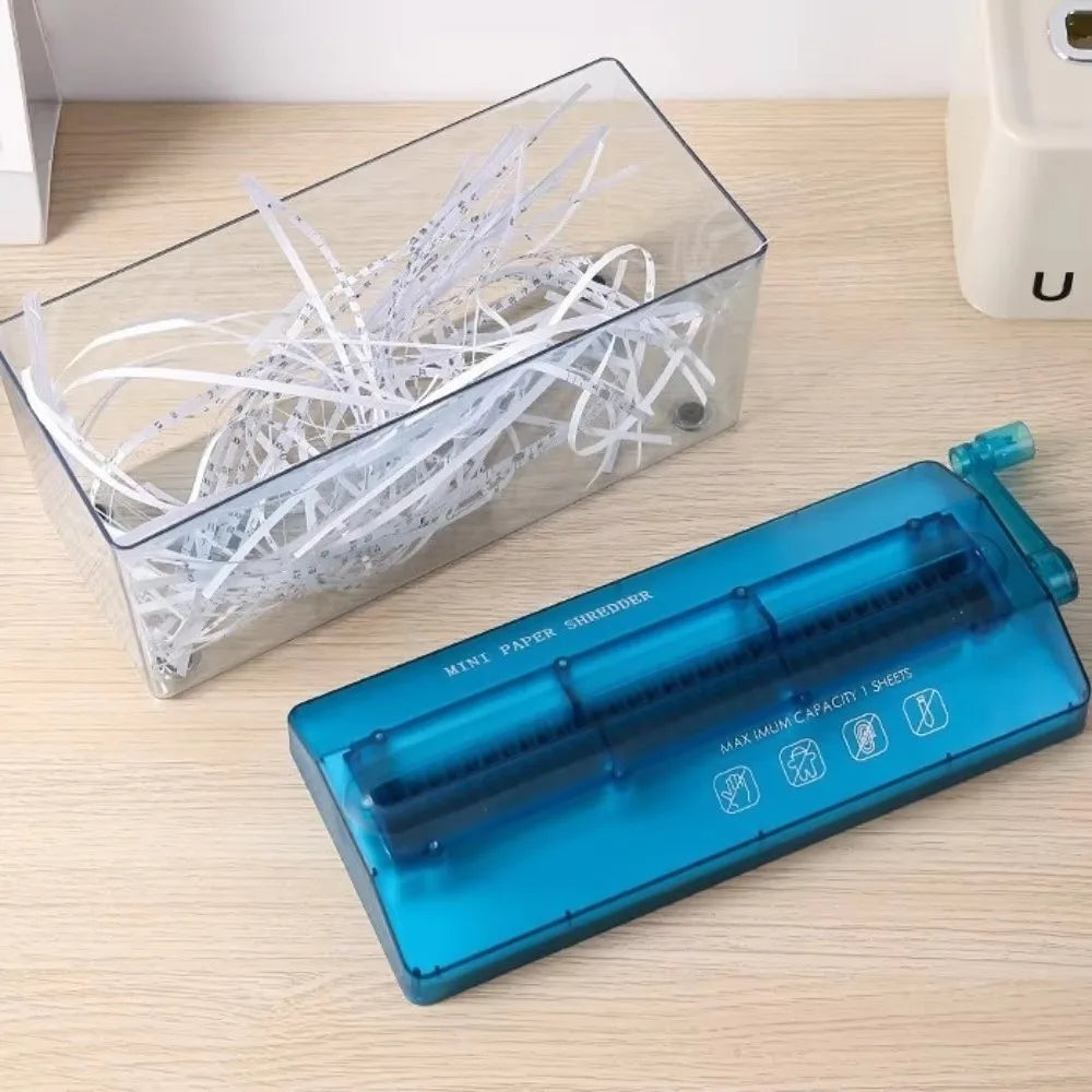 Professional Mini Manual Paper Shredder Hand Crank Non-slip Base Paper Sharper ABS Transparent Document Destroyer Office