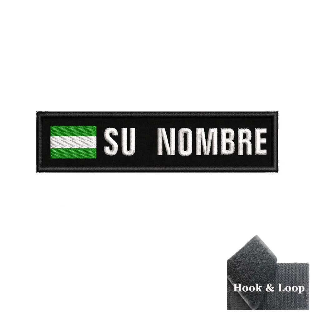 1PC 10cmX2.5cm Custom Name Flag Patch Stripes Badge Iron On Or Hook Loop Andalusia Extremadura Canary Islands Spain Galicia