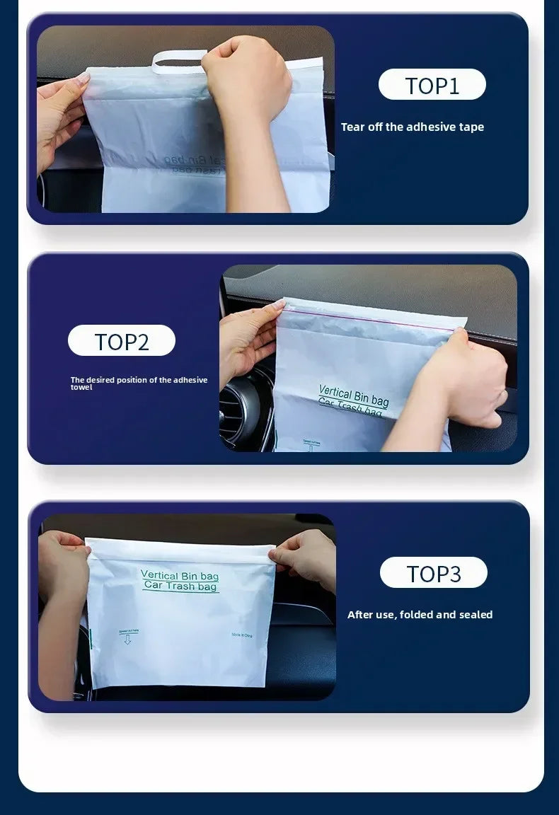 Self-Adhesive Disposable Trash Bag Thicken Waterproof Garbage Bag Leak-Proof Rubbish Storage Bag for Car/Home/Office