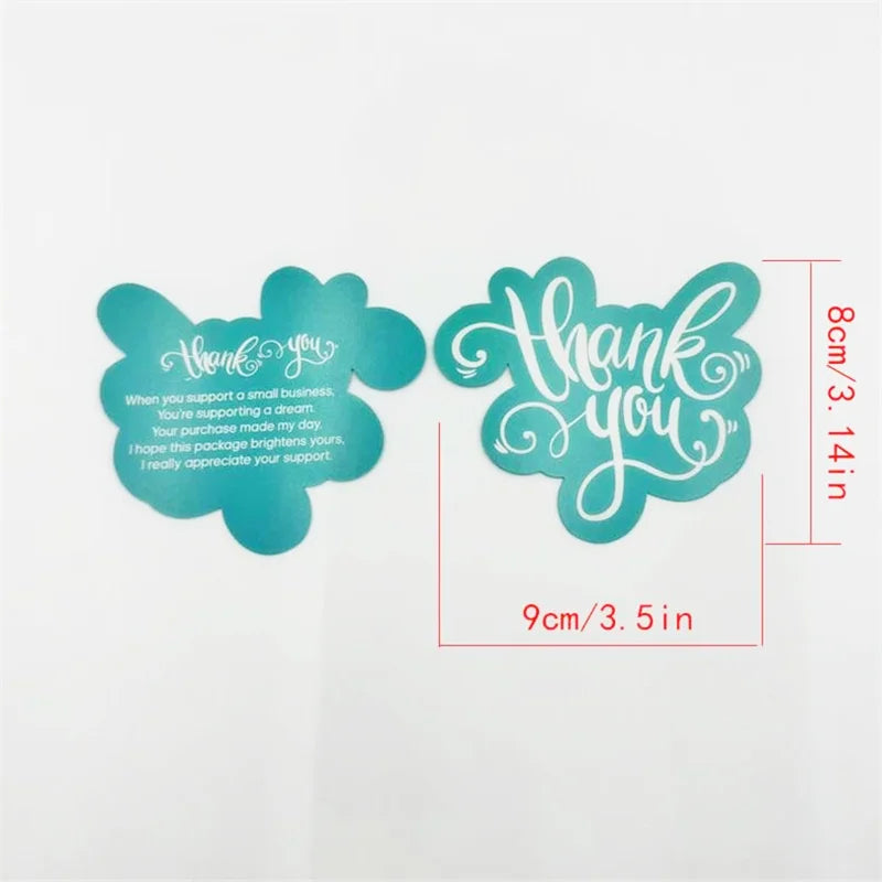 100/50Pcs Unique Thank You Cards Small Business Pink Blue Double-Sided Thank You Cards Unique Package Insert Notes for Gifts