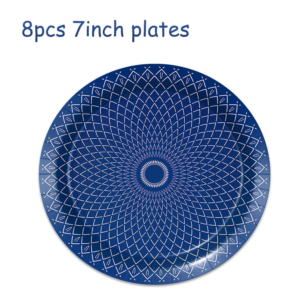 Blue and White Porcelain Paper Plates Napkins,Tableware For Birthday Decoration Wedding Decoration,Table Decor Party Supplies