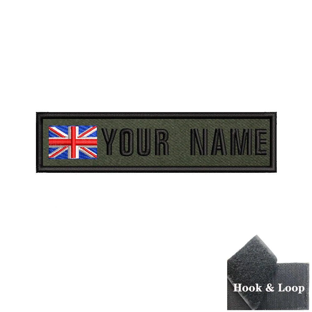 1PC 10cmX2.5cm Custom Name Flag Patch Stripes Badge Iron On Or Hook Loop Armband Germany Luxembourg Armenia Serbia green