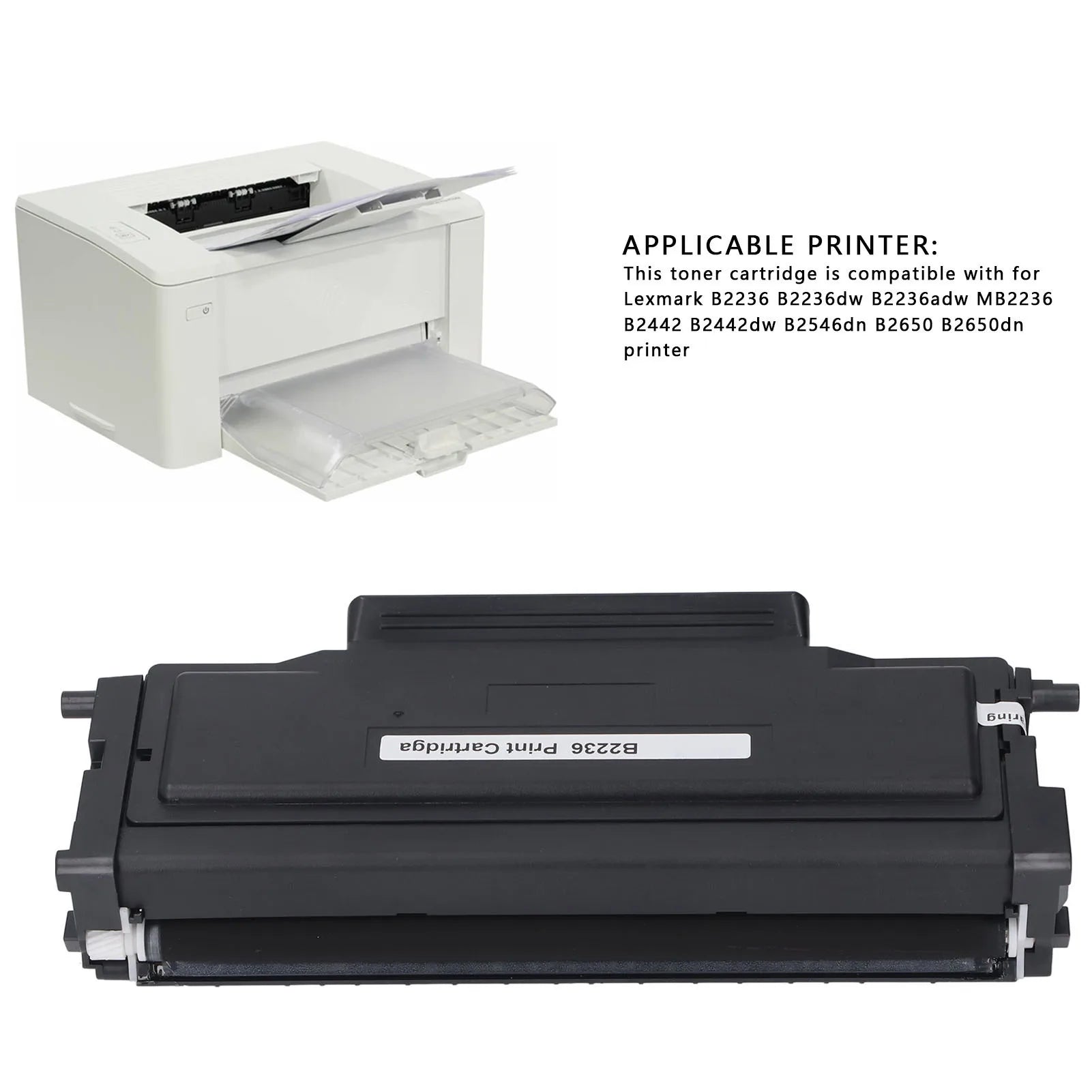 Toner Cartridge B2236 3K Compatible Replacement for Lexmark B2236 B2236dw B2236adw MB2236 B2442 B2442dw Printer Black