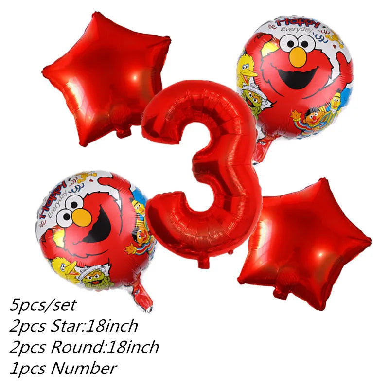 Cartoon Sesames Streets Birthday Party Supplies Kids Disposable Tableware Cup Plate Napkin Tablecloth Balloon Banner Decoration