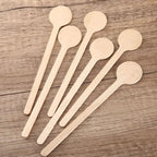 100 Pcs Wooden Coffee Stirrer Sticks Round Head Biodegradable Hot/Cold Drinking Stir Popsicle Disposable Coffee Swizzle Stick