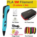New 3D Pen 3D Printing Pen for Children 1.75mm PLA Filament DIY Drawing Birthday Christmas Gifts for Kids with Travel Case