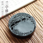 Chinese Calligraphy Inkstone She Ink Stone, Natural Stone Painting Ink Slab for Brush Writing 9.8x2 cm
