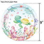 Ocean Sea Birthday Party Tableware Turtle Whale Print Plates Napkins Cups for Baby Shower Ocean Party Birthday Decorations