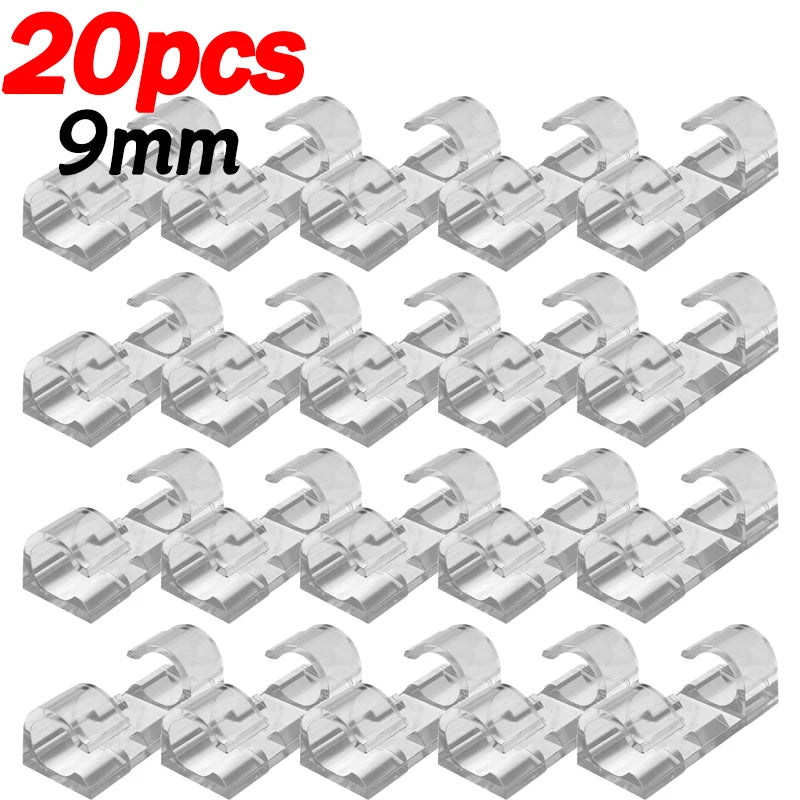 20/100pcs Cable Organizer Clips Cord Holder Transparent Management Wire Manager Home Office USB Data Line Winder Hooks Protector