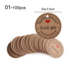 100pcs Thank you With Red Heart Gift Tags Wedding Party Paper Hanging Tags Price Label Handmade Package Hang Tag Cards
