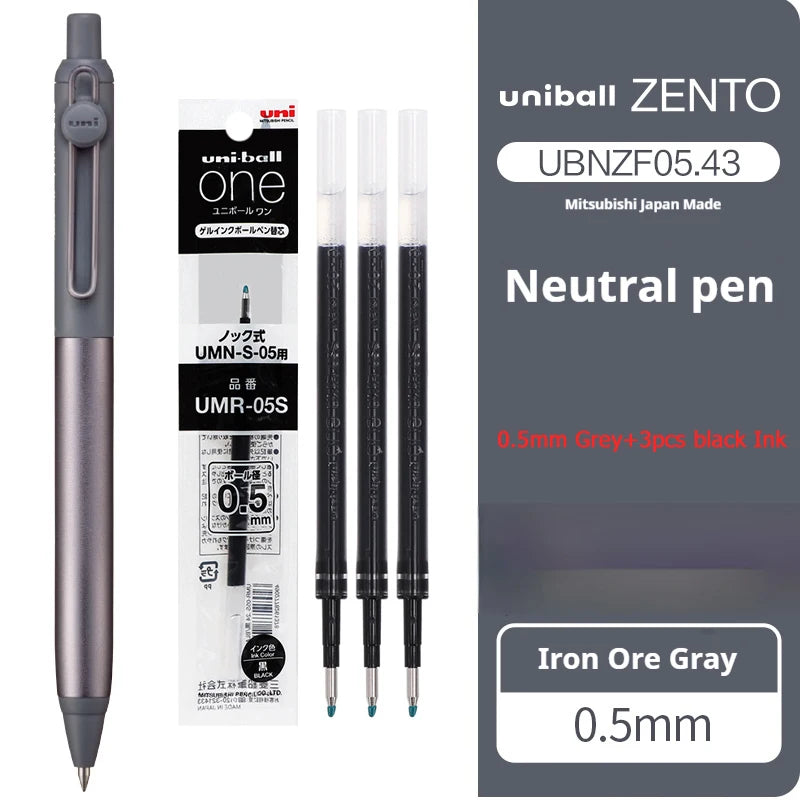 Japanese uni-ball ZENTO Gel Ink Pen Limited Flow Model Metal Push Ultra-Smooth Writing 0.38/0.5mm Signing for Students Business