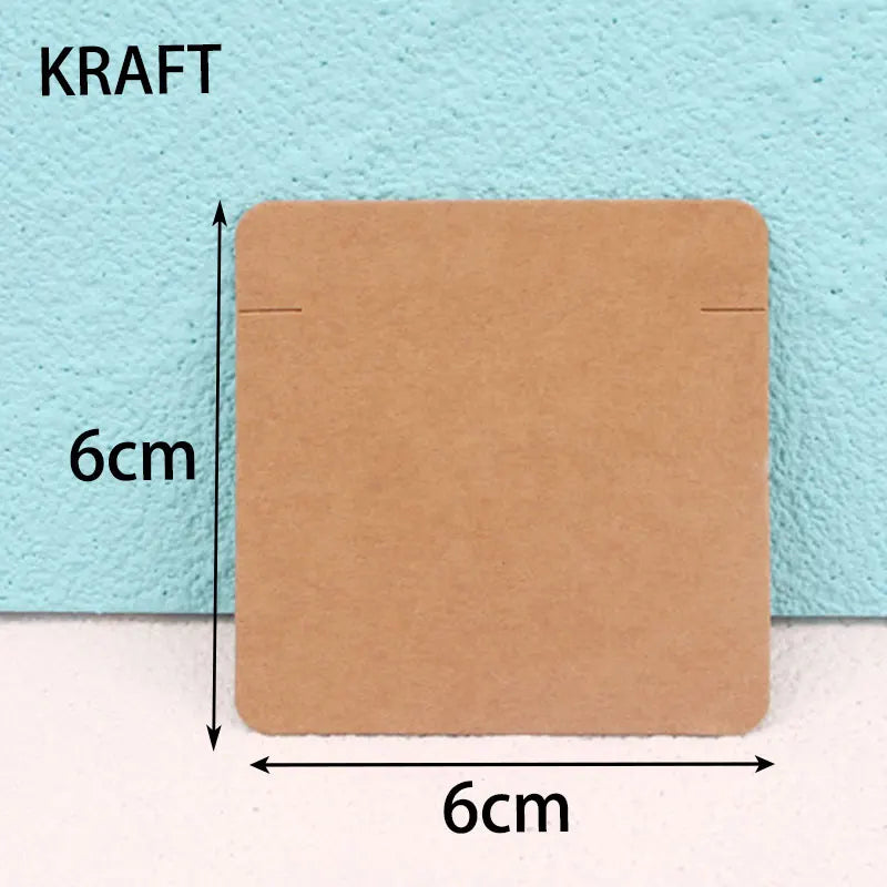 50pcs 6*6cm Necklace Bracelets Packing Cards Kraft Paper Cards for DIY Jewelry Display Cards Retail Price Tags Cardboard Holder