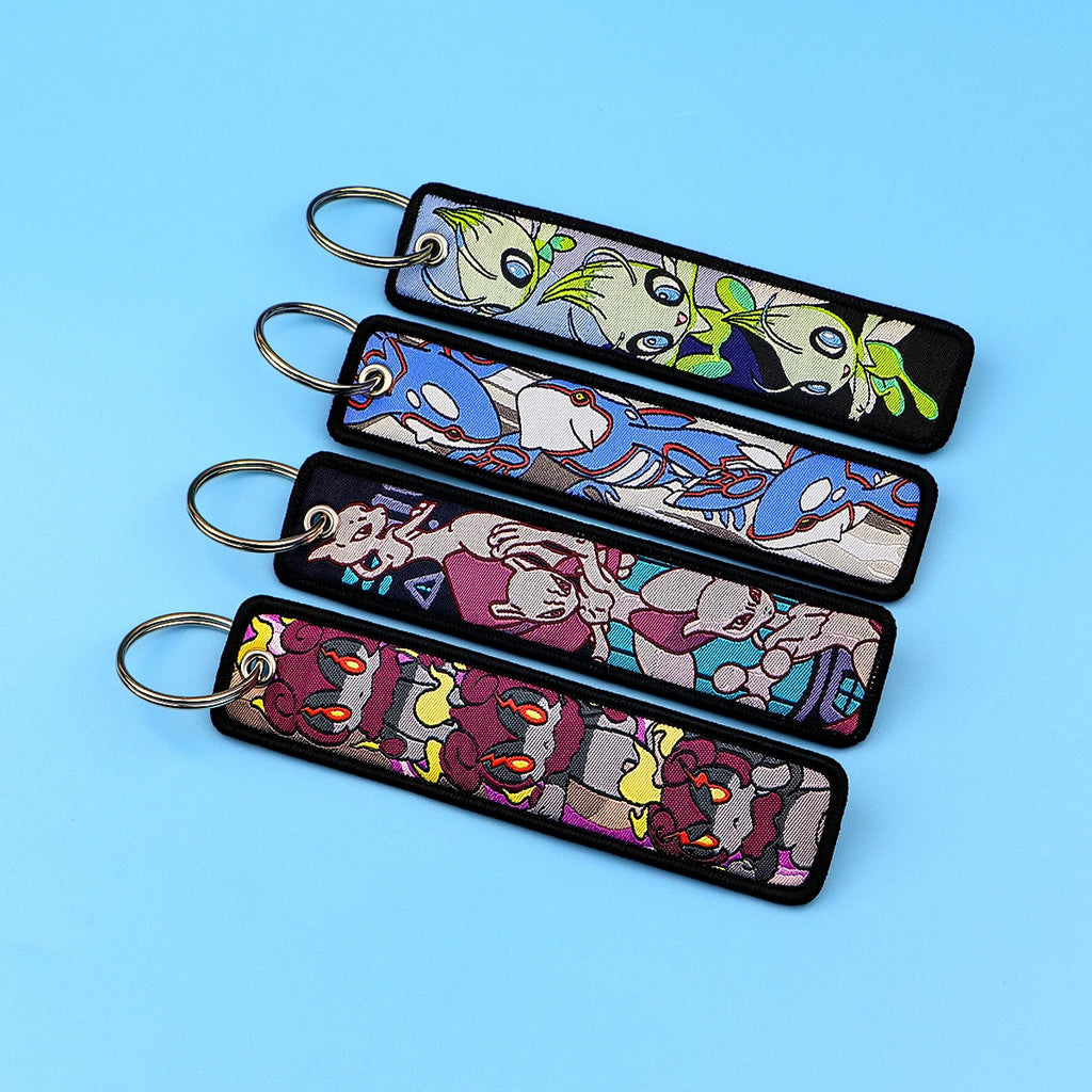 Kawaii Japanese Elf Anime Embroidery Key Fobs Key Tag Motorcycles Cars Backpack Chaveiro Keychain Fashion Keyring Friends Gifts