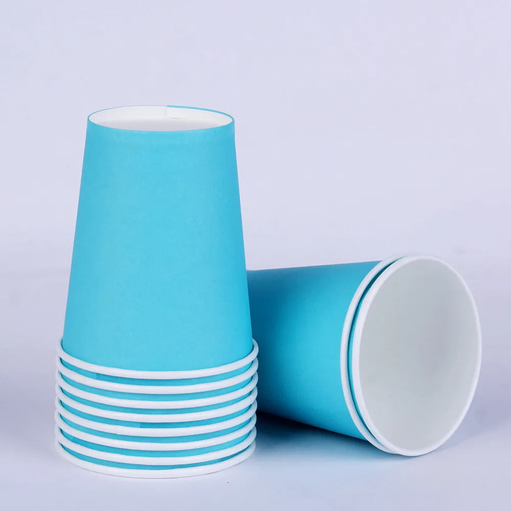 Solid Color Disposable Tableware Set Party Supplies Paper Plates Cups Wedding Birthday Party Decorations Adult Favor