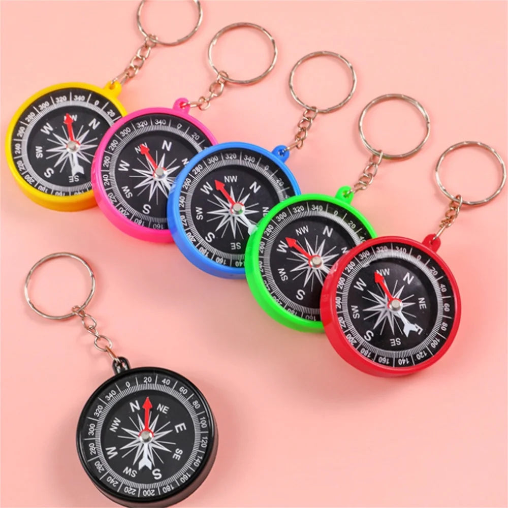 Mini Outdoor Compass Keychain Student Puzzle Learning Supplies Science Teaching Compass Key Chains Kids Gift Key Ring