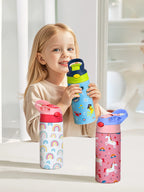 12OZ/350ml Cartoon Pattern Thermos Cup Stainless Steel Insulated Bottle Cute Thermos Kettle Outdoor Portable Handheld Cup
