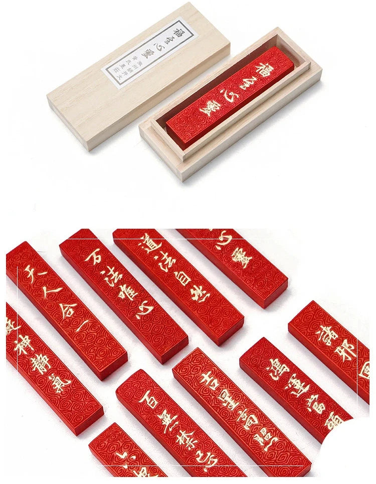 Cinnabar InkStick Handmade Chinese Sumi Solid Ink Stick for Calligraphy and Chinese Traditional Painting Ink Stick Stone Tools