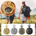 Multifunctional Pocket Watch Flip Open Survival Compass for Men Retro Hollow Out Pocket Watch Compass with Clasp Chain Dropship