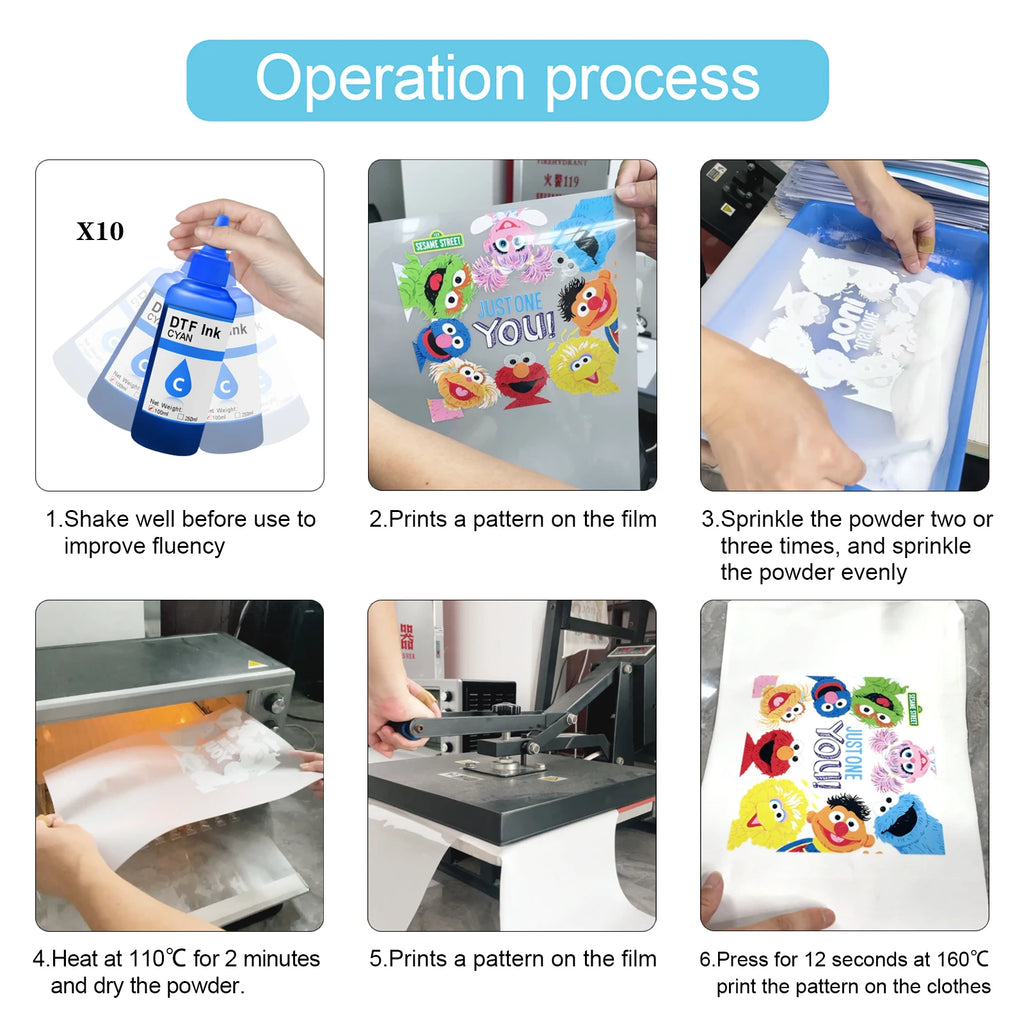 250ML DTF Ink Kit For T-shirt Transfer Printing For Epson L800 L1800 XP-15000 XP600 TX800 P600 P608 P800 DX5 DX7 i3200 4720
