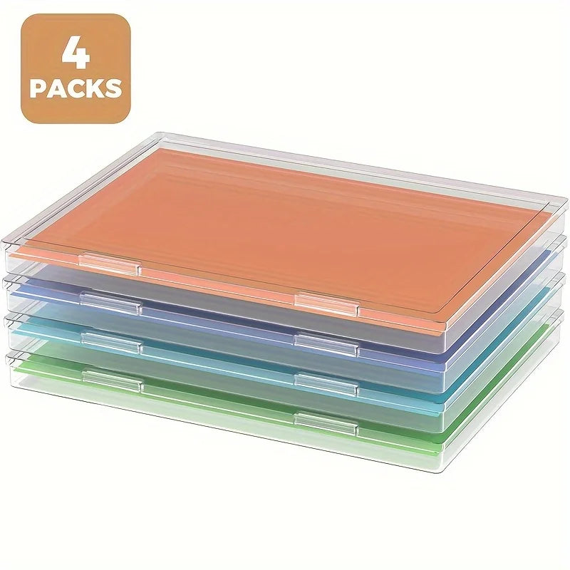 4/8 Pack A4 Plastic Storage Containers with Lids Organizing Home and Office, Gift Boxes for Presents, Document Storage for Pap