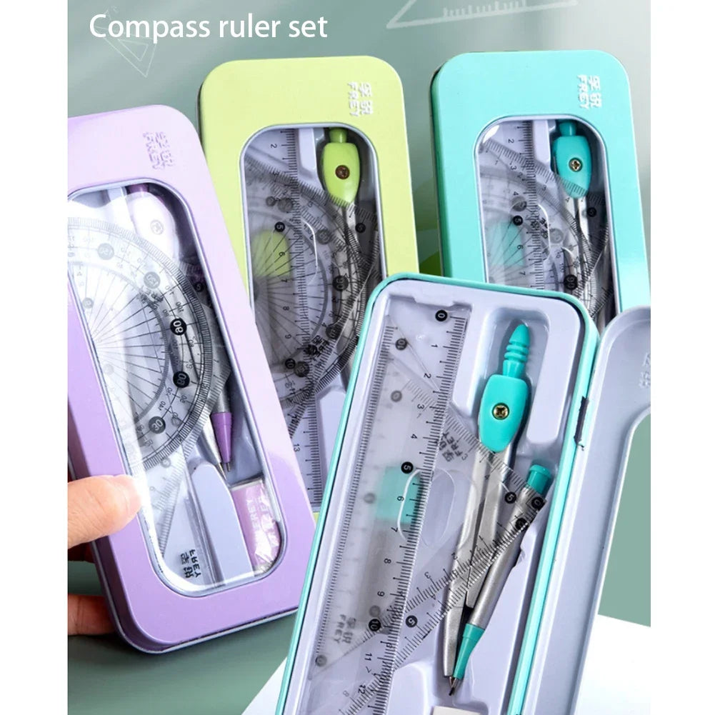 Compass Set Ruler Measurement Set Learning Professional Multifunctional Drawing Tool Set Ruler and Ruler Eight-pcs Set