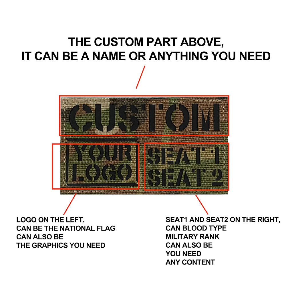 Custom Laser Cutting IR IFF Infrared Reflection Patch Name Tapes Tag Brand Black Letters