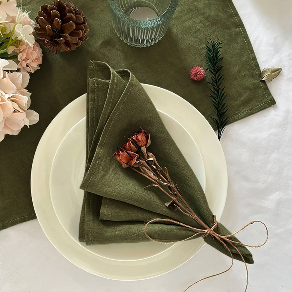 6/12PCS 40x40cm Cotton Linen Cloth Napkins Thickened Durable Placemat Reusable for Kitchen Dining Wedding Decoration