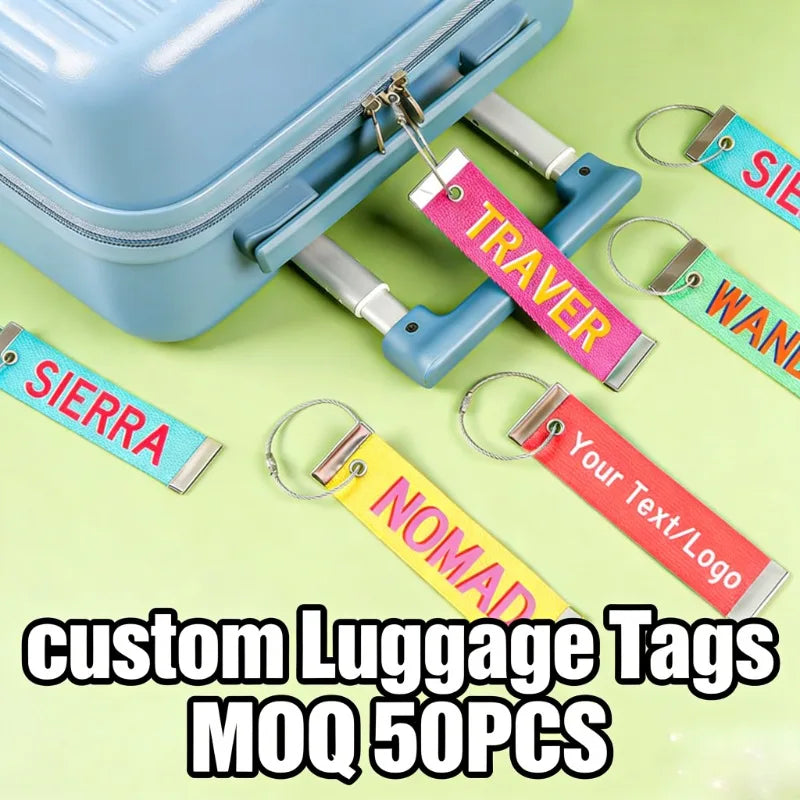 Custom Luggage Tags Embroidery Lanyard Personalized Namefor Suitcase Travel Bag BaggageTag Label Logo Remove Before Flight RBF