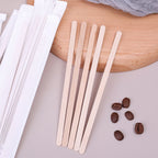 300/100pcs Wooden Coffee Stirrers Individually Wrapped Disposable Tea Drink Cocktail Mixer Swizzle Sticks Round End 5.5Inch Long