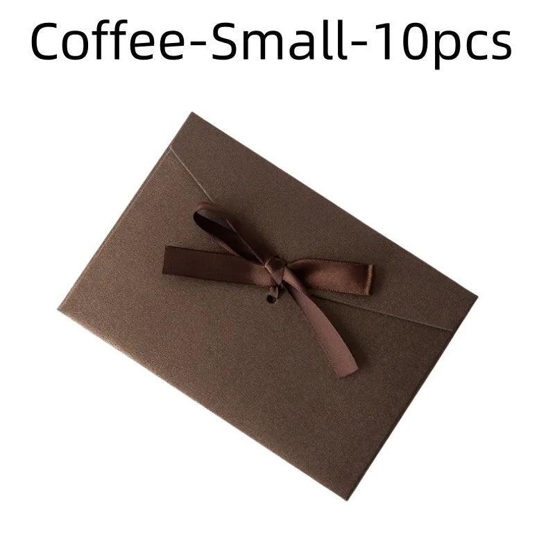10 Pcs/set Envelope Pearlescent Paper Bow Thicken Ribbon Retro Creative Color Stationery Wedding Invited Gift