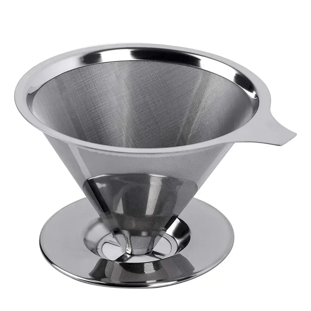 Reusable Coffee Filter Holder Versatile Double Layer Stainless Steel Coffee Tea Strainer Coffee Accessories Coffee Making Tool
