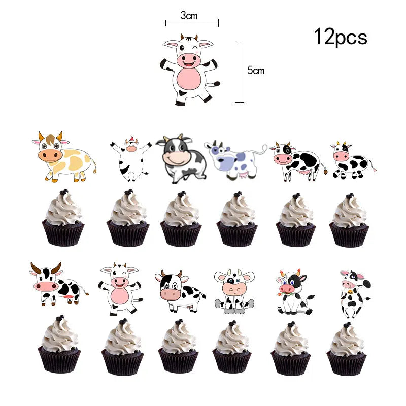 Cow Party Themed Disposable Tableware Set Paper Plates and Cow Napkins for Kids Cow Themed Birthday Party Decorations