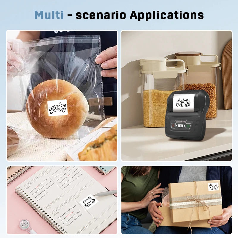 Wireless Label Printer SK58 Inkless Bluetooth Thermal Label Maker Adhesive Label Sticker Machine DIY Pattern Barcode QR Code