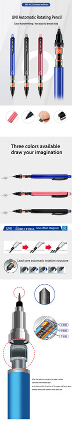 UNI KURUTOGA Mechanical Pencil M5-452 Creative Writing Continuous Sketch 0.5mm Lead Automatic Rotating Mechanical Pencil