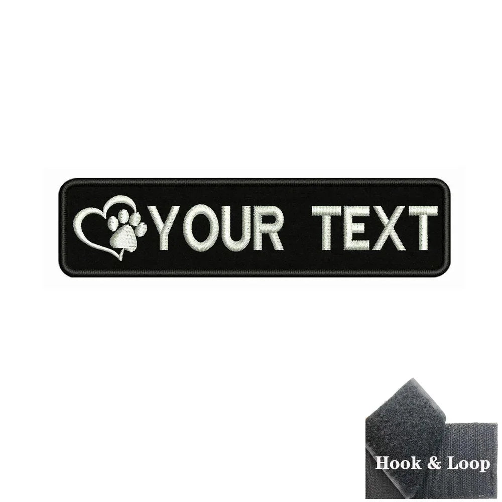 1PC 10cmX2.5cm Custom Name number Patch Stripes Badge Hook Loop dog paw dog footprints skull Punisher Telephone
