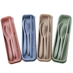 Straw Cutlery Set Modern Portable Fork, Spoon, and Knife Set with Storage Case Ideal for Office, School, and Picnics