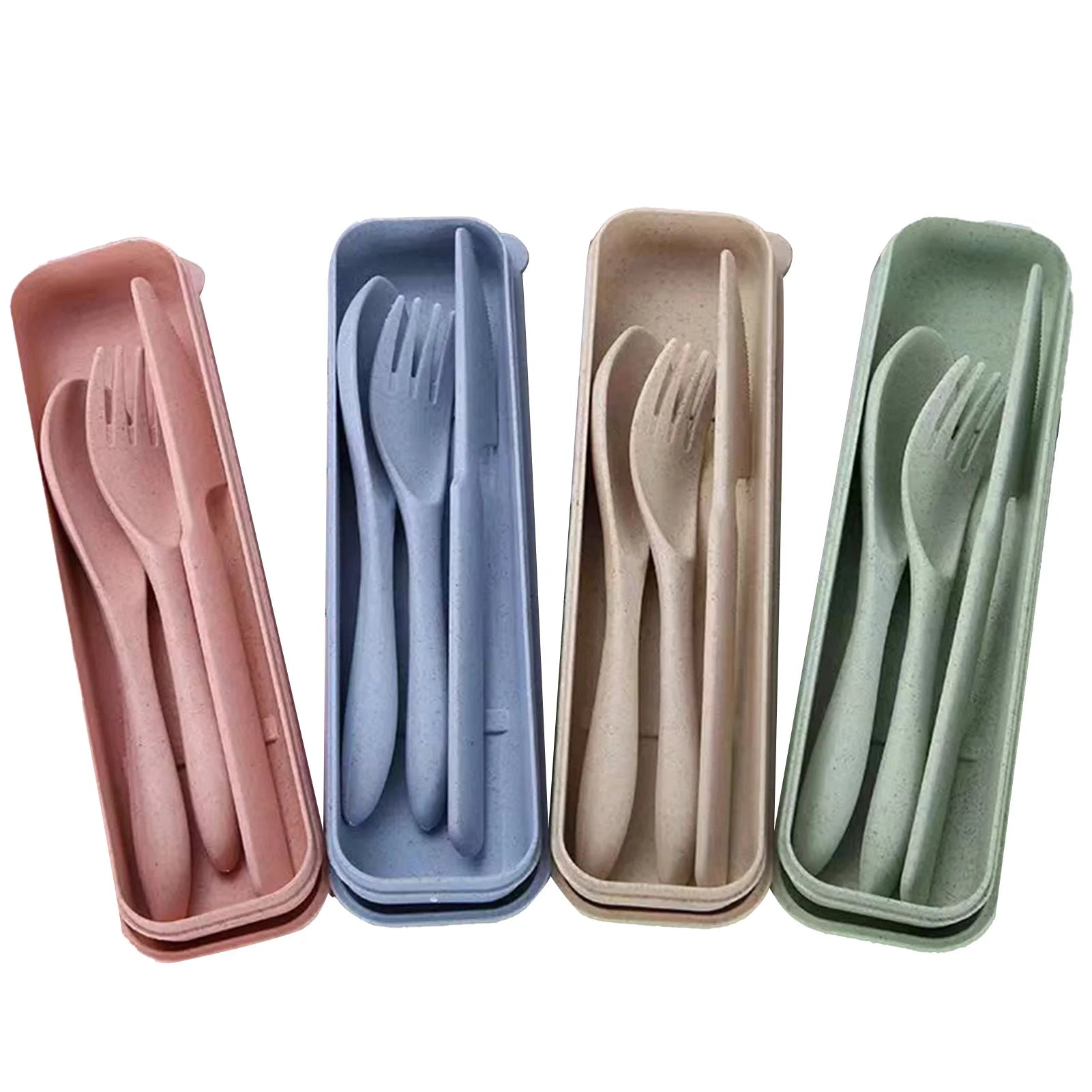 Straw Cutlery Set Modern Portable Fork, Spoon, and Knife Set with Storage Case Ideal for Office, School, and Picnics
