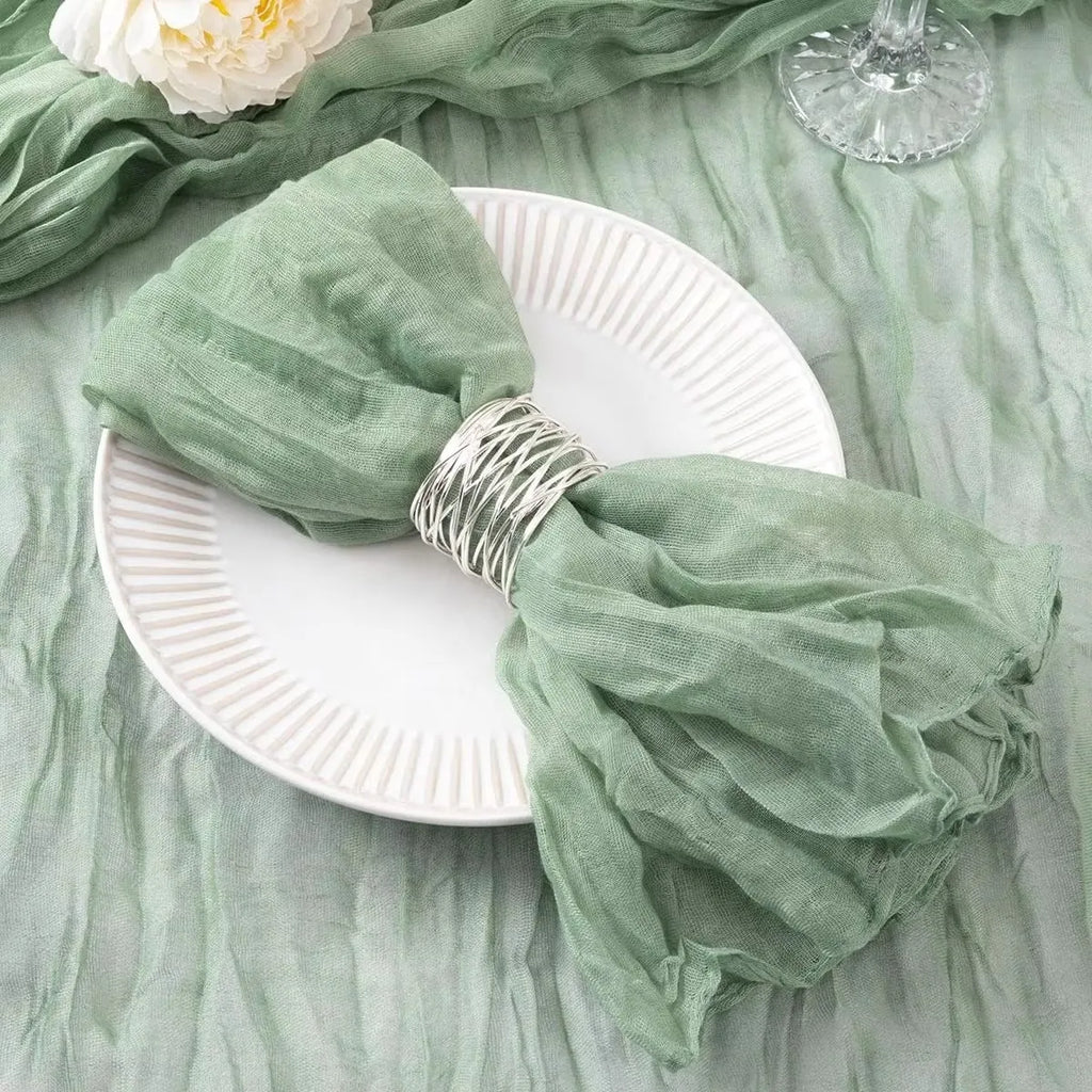 12 PCS Gauze Table Napkins 20x20 Inch Soft Cheesecloth Wrinkled Dinner Napkins for Weddings Party Reception Anniversary