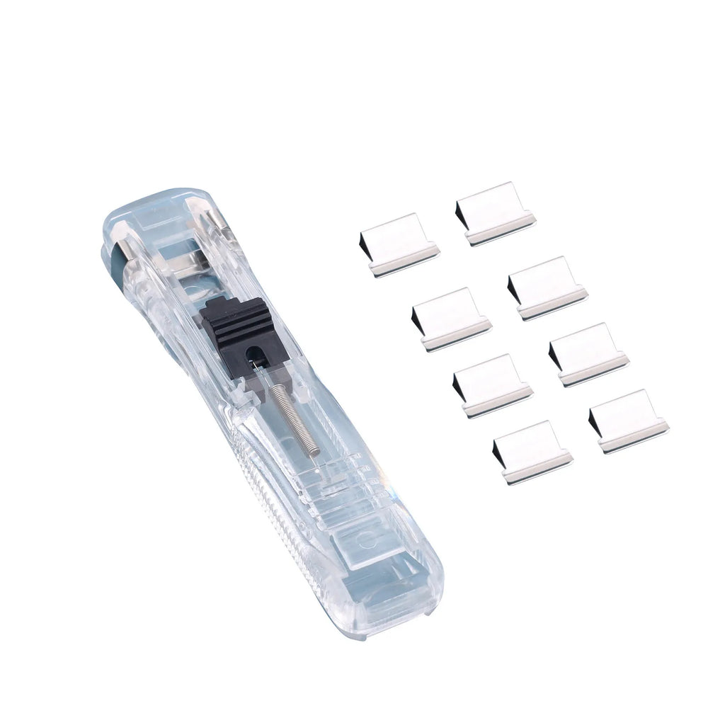 Push Stapler Binder Clips Paper Clamps Desktop Stapler Reusable Creative Stapler and Sraple Pins School Office Binding Supplies