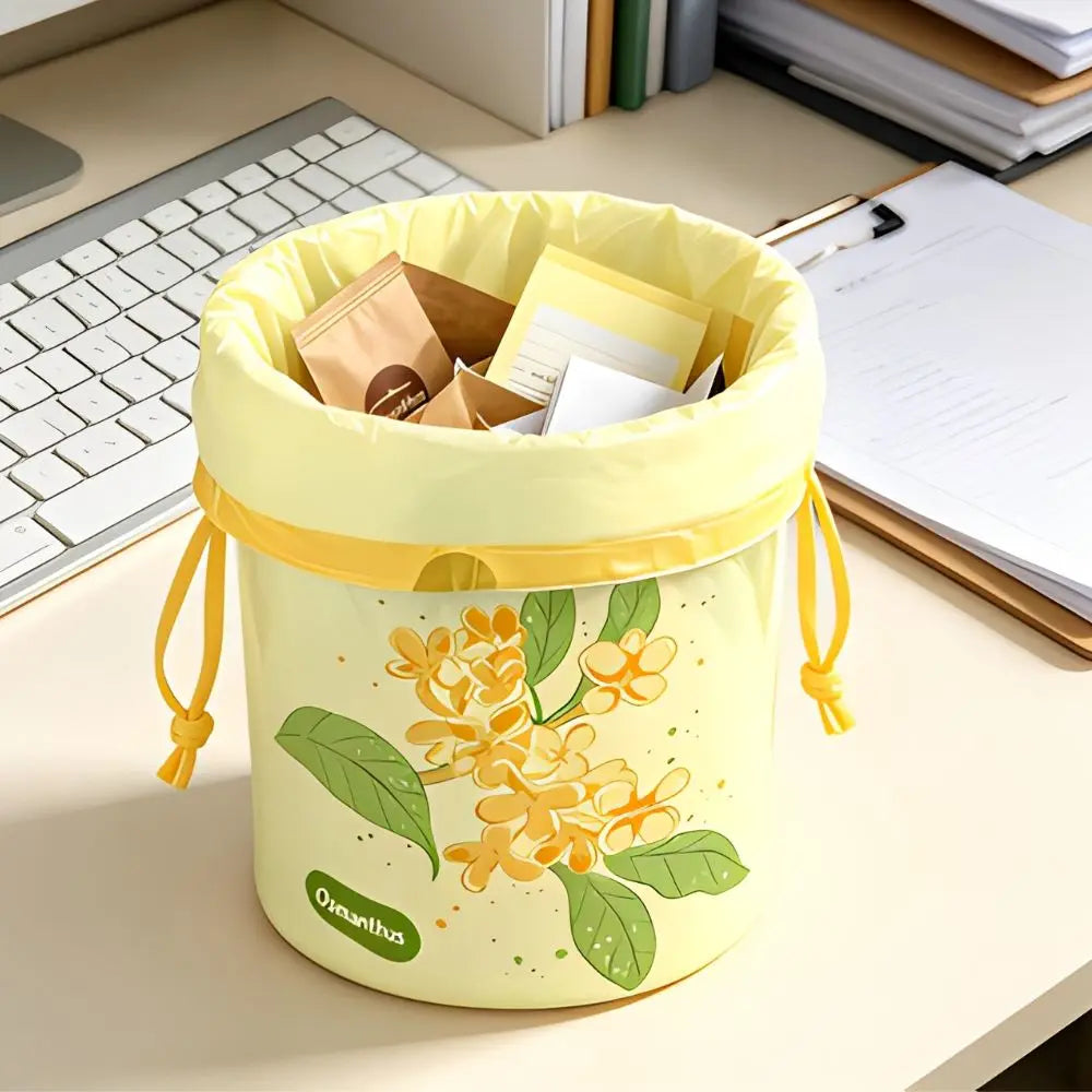 4 Rolls Osmanthus Scent Drawstring Trash Bags for Kitchen Bathroom Bedroom Home Waste Storage YMY