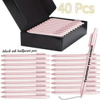 Custom 40pcs Luxury Ballpoint Pen Set with Black Gift Box Retractable Black Ink Laser-Engraved Text, Smooth Writing Pen 10/40pcs