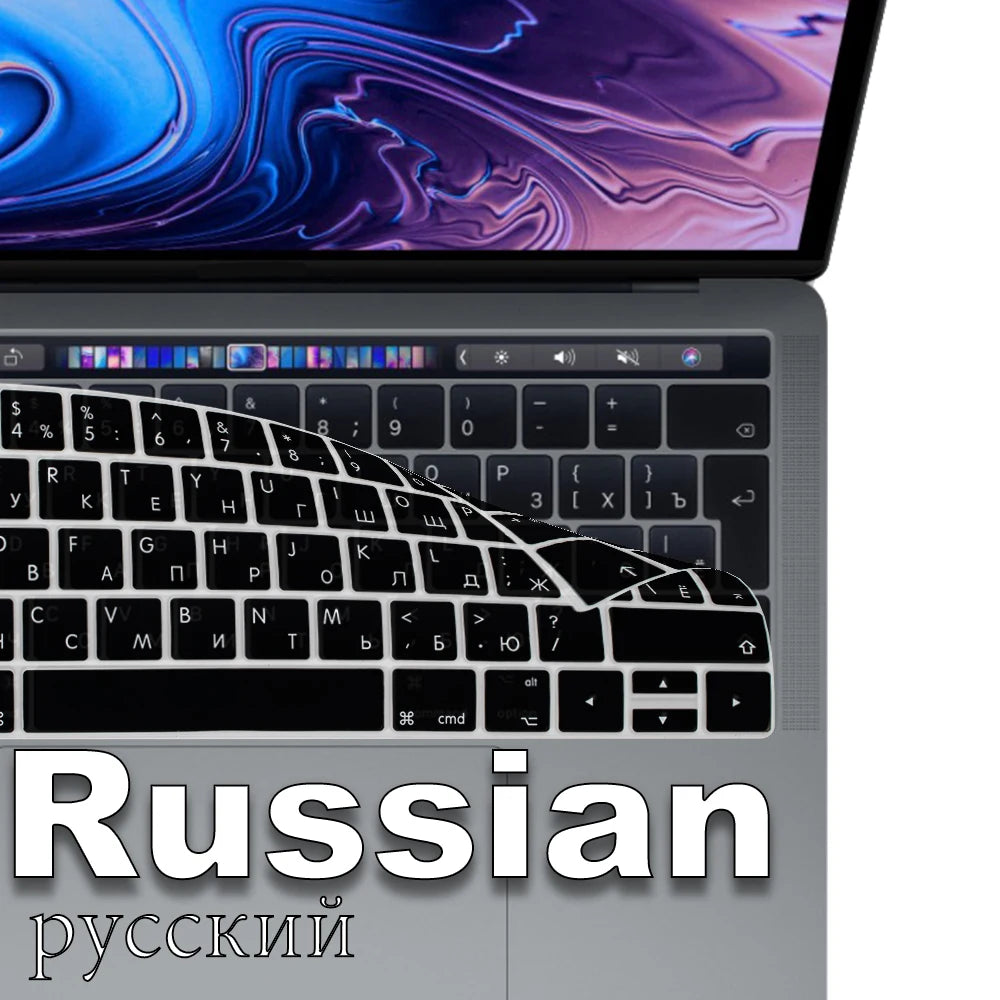 Russian Silicone Keyboard Cover Protector for Macbook Air13/12/15/16Pro Touchbar A2992/A3113/A2941/A1990/A3114/A2289A2337/A2141
