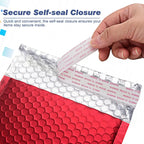 Laser Red 50Pcs Holographic Bubble Mailer Red Mailing Envelope Waterproof Courier Bag Padded Bubble Envelopes Pack Bag