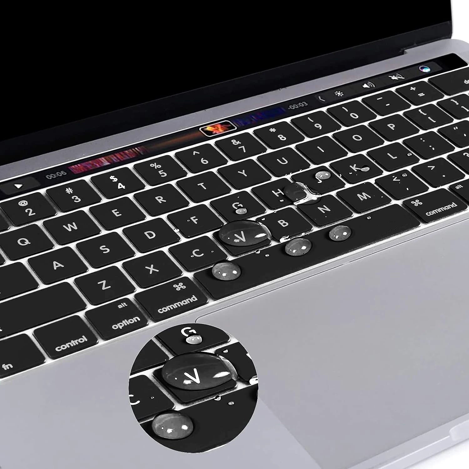 Keyboard Cover For MacBook Pro with Touch Bar 13&15 2016-2019 Model: A2159, A1989, A1990, A1706, A1707), Silicone Skin Protector