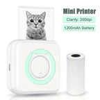 Portable Mini Label Printer - 57mm Wide, 200dpi Photo Printing, Rechargeable USB-Powered, Compact Design for Home Office
