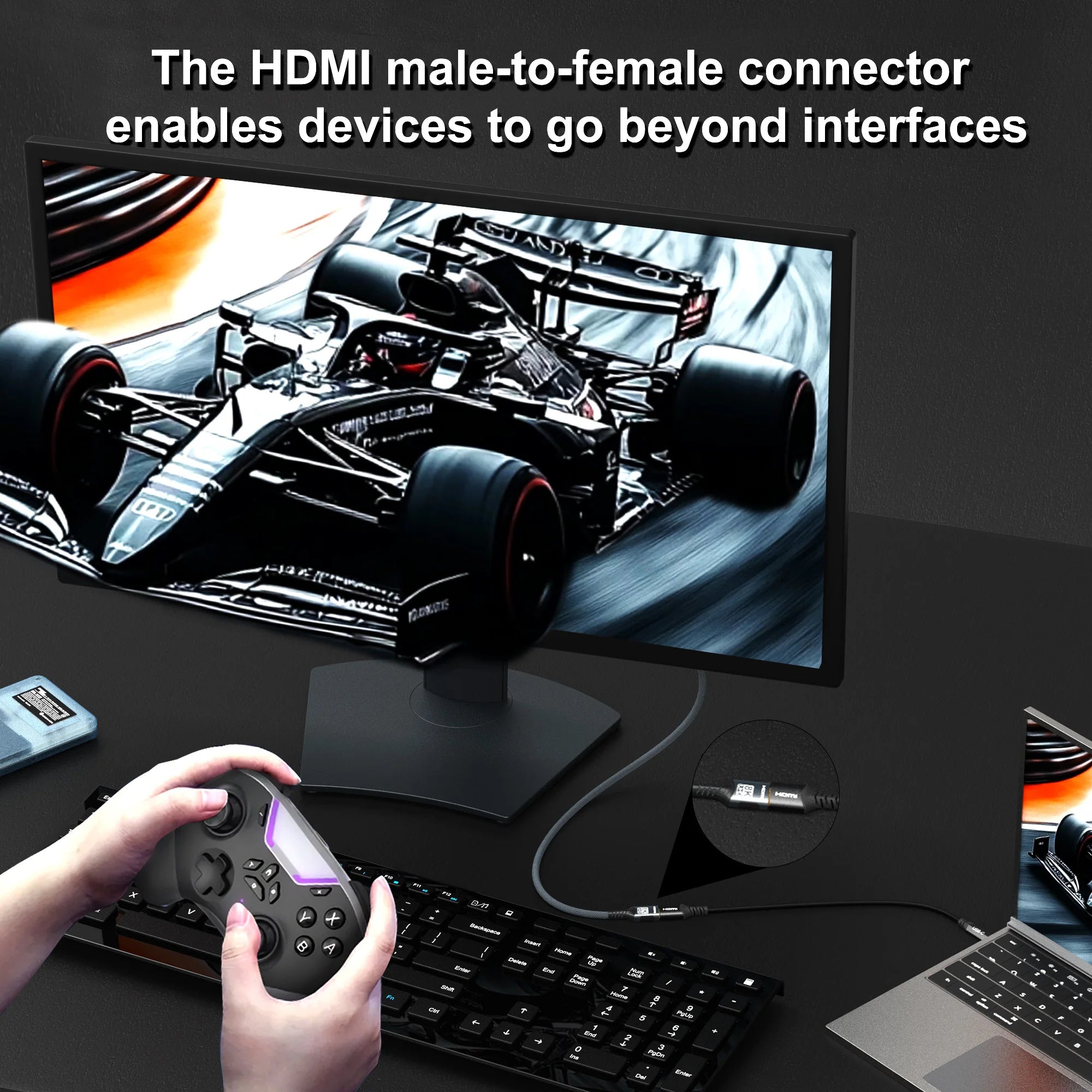 HDMI-compatible Extension Cable 1m 2m Male To Female 8K 60Hz 4K 120Hz HDMI2.1 Extender Cord Connector for PC TV Projector