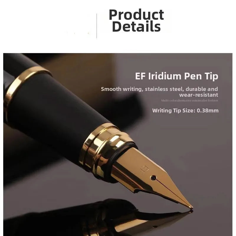 Metal Fountain Pen Business Black Heavy Feel Calligraphy Practice Pen Signing Pen High End Business and Student Use