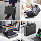 Fireproof File Organizer with Lock, Hard-Shell Case Fireproof Document Box with 13 Accordion File Folder, for Important