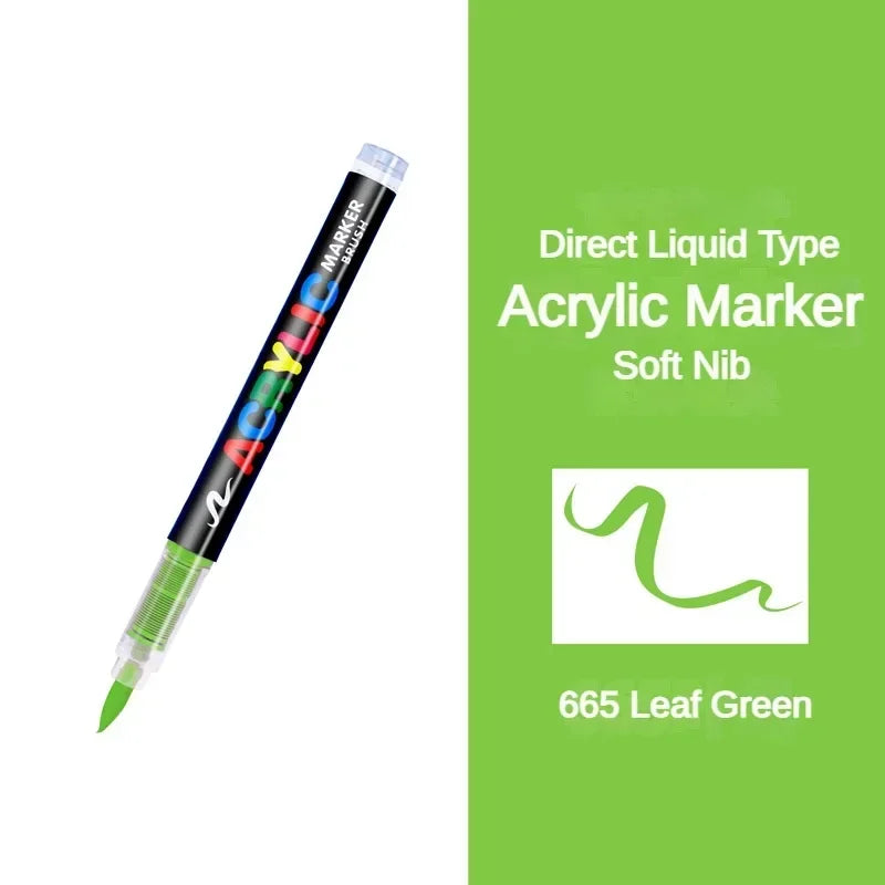 GUANGNA 16 Colors Direct-liquid Acrylic Paint Pens Brush Marker Pen for Rock Painting Stone Ceramic DIY Art Supplies Stationery