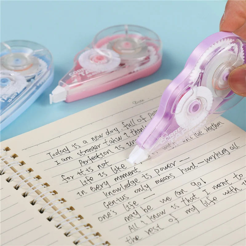 1 Correction Tape + 1 Correction Liquid Kawaii White Out Combo Quick Dry & Clean Finish Student Mistake Cover Tools Stationery